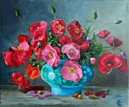 Pretty Poppies Premium Greeting Card