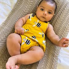 Bandicute Baby Romper - Australian Animals, Mustard Bee. Handmade in Australia