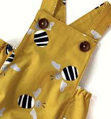 Bandicute Baby Romper - Australian Animals, Mustard Bee. Handmade in Australia