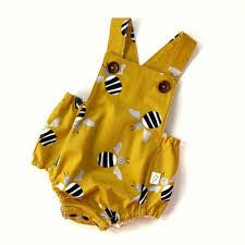 Bandicute Baby Romper - Australian Animals, Mustard Bee. Handmade in Australia