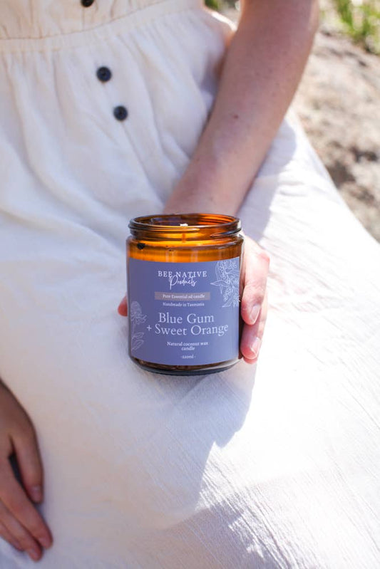 Blue gum and sweet orange essential oil candle