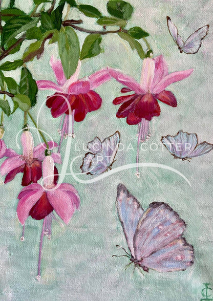 Fuchsias and Butterflies Greeting Card