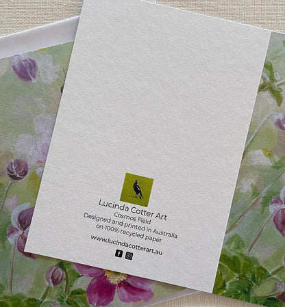 Native Bee & Pink Cosmos Greeting Card