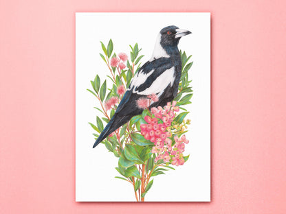 Australian Magpie Linen Art Print