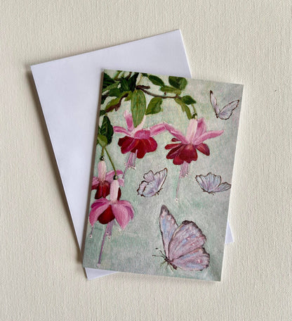 Fuchsias and Butterflies Greeting Card