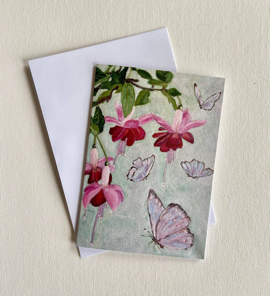 Fuchsias and Butterflies Greeting Card