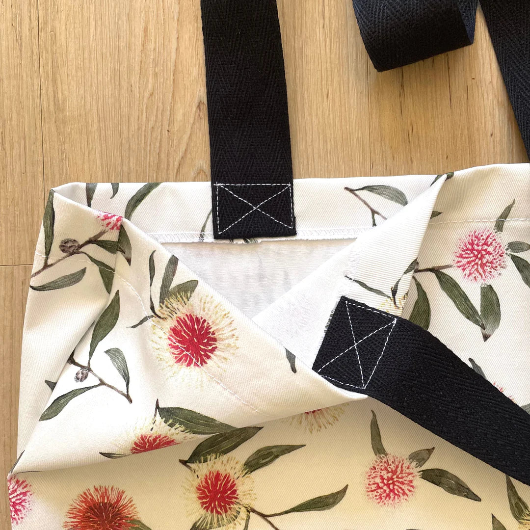 Australian Small Galahs Tote Bag with black handles. Handmade in Australia