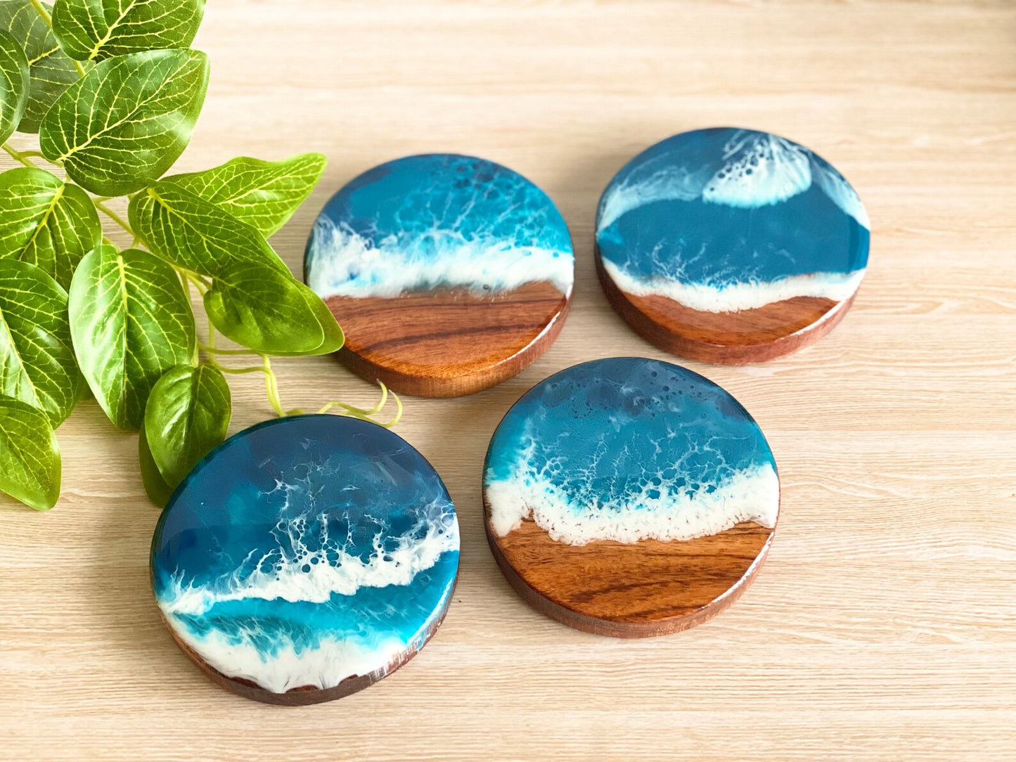 Timber and Resin Wave Coasters.  Handmade on the South Coast of Australia