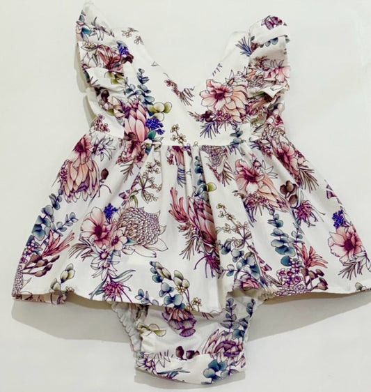 Waratah Natives Dress and Pants; pinks. Handmade in Australia