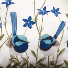 Australian Suberb Wren Cushion Cover Blue Wren. Handmade in Australia.