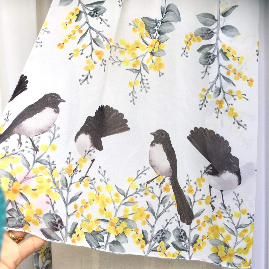 Australian Willie Wagtail Scarf. Handmade in Australia