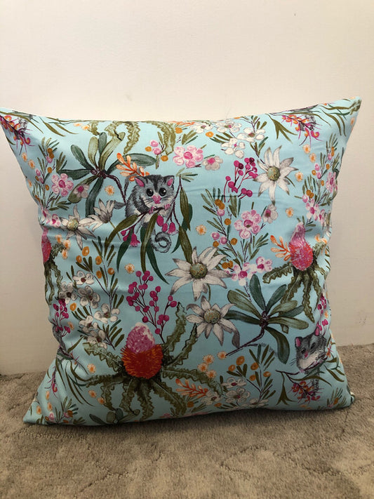 Cushion Cover - Square - Possum Blue 45cmx45cm. Handmade in Australia