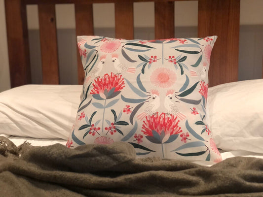 Cushion Cover Square. Cockatoo Light Sand 45cm x 45cm. Handmade in Australia